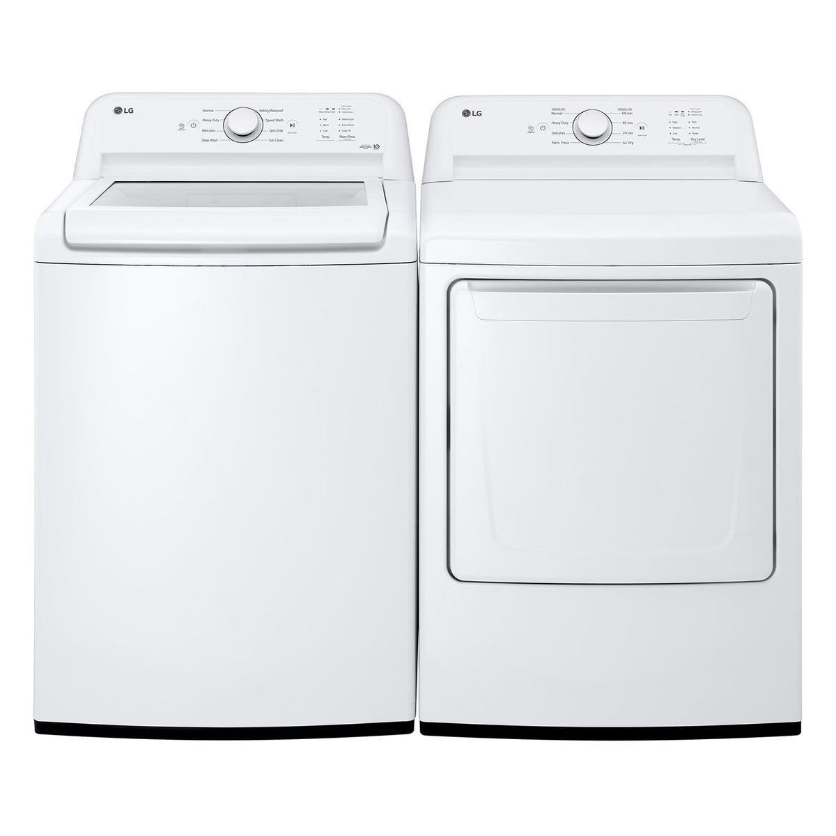 LG 4.8 cu. ft. Top Load Washing Machine & 7.3 cu. ft. Electric Dryer WT6105CW & DLE6100W MTC